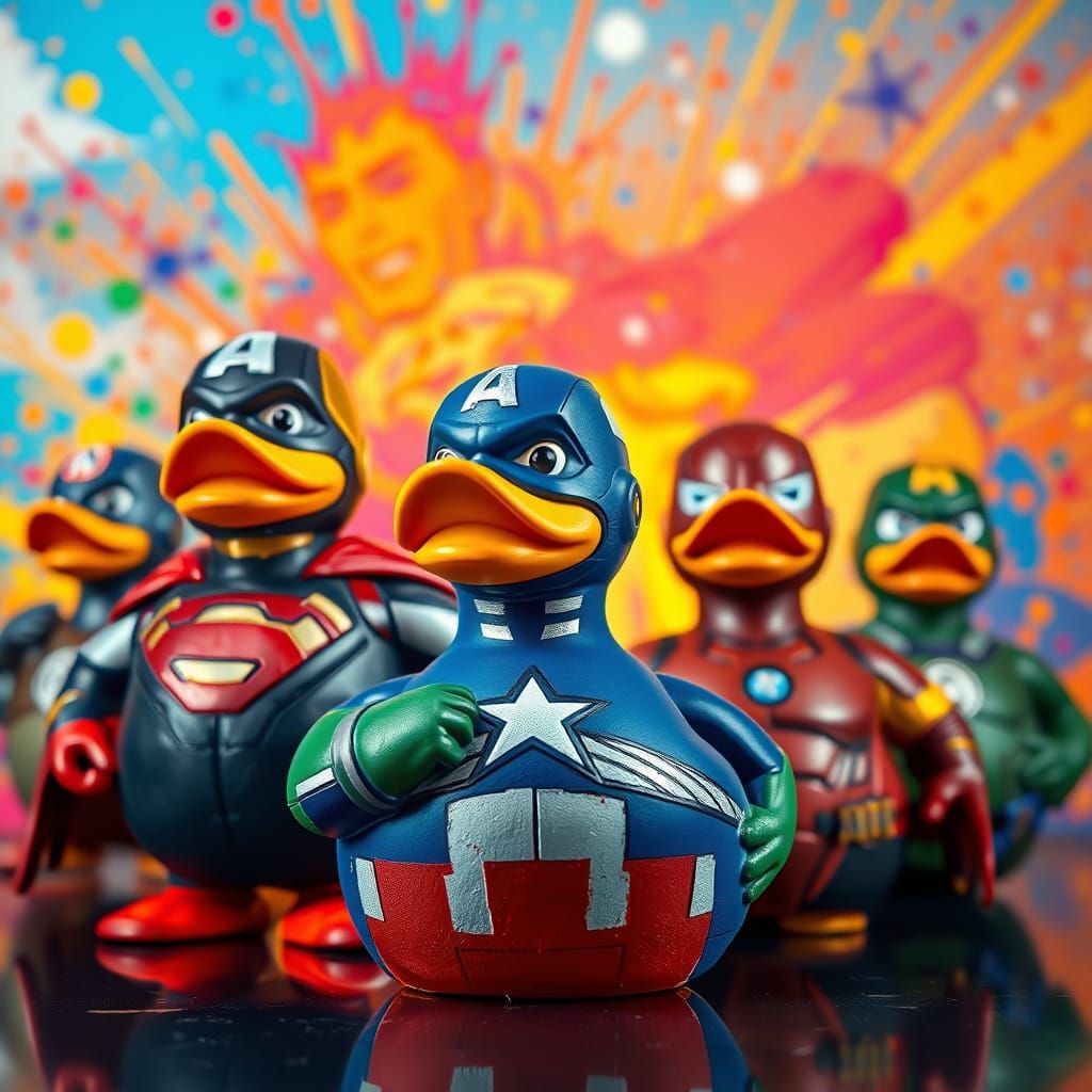 Avengers Rubber Ducks Unite in Vibrant Hyperrealism