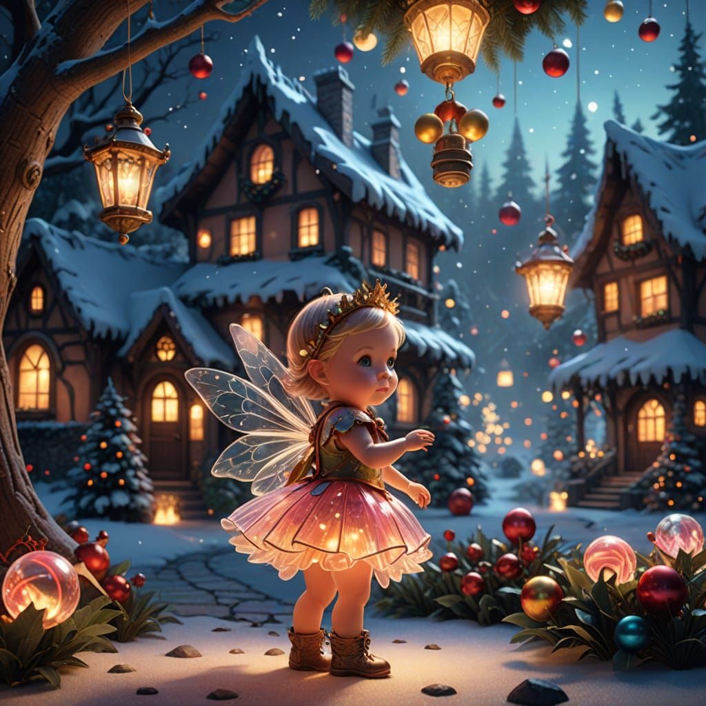 Surreal Christmas Fantasy Scene in Whimsical Candy Art Style