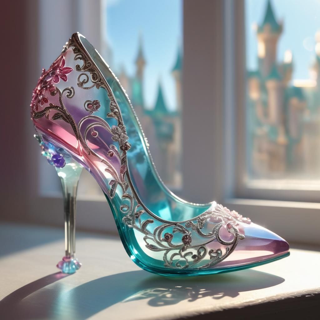 Glass Slipper Figurine in Art Nouveau Style