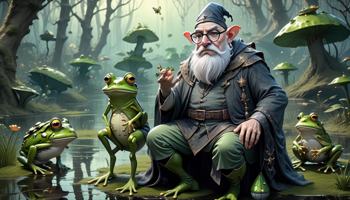 Fairy Wizard in Swamp: 3D Dark Fantasy Render