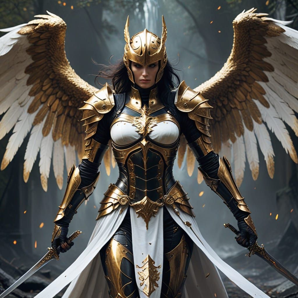 Angel Knight Transforms into Dark Demon in Golden Armor