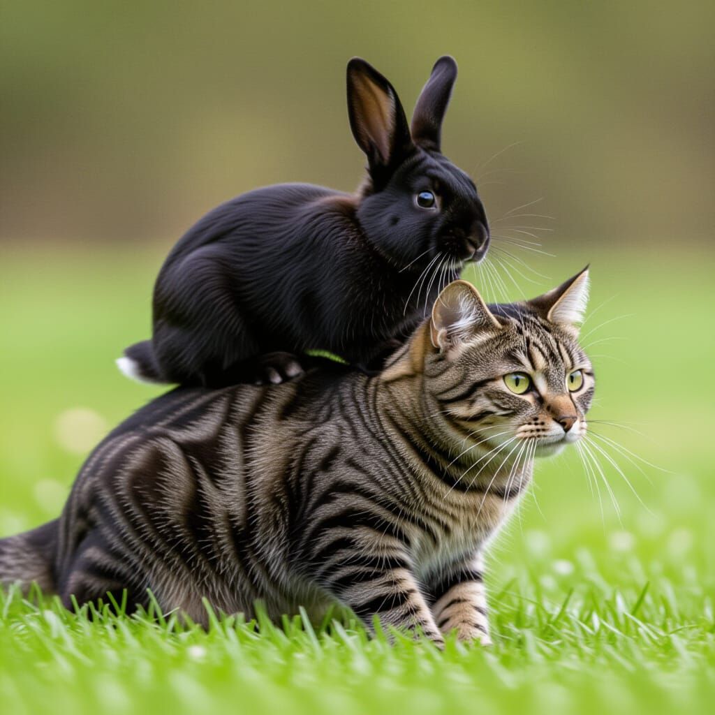Black Rabbit Rides a Cat