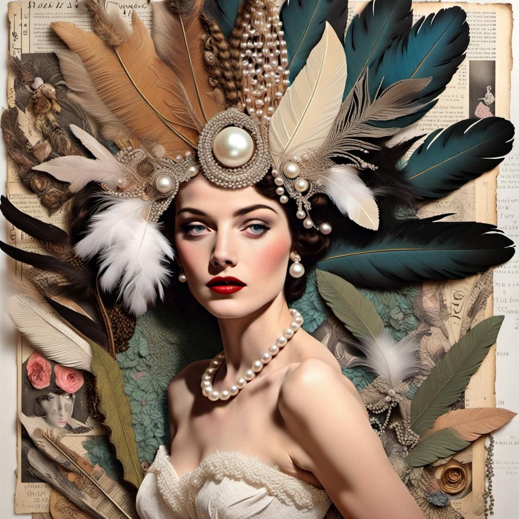 Surreal Vintage Glamour Mixed Media Collage