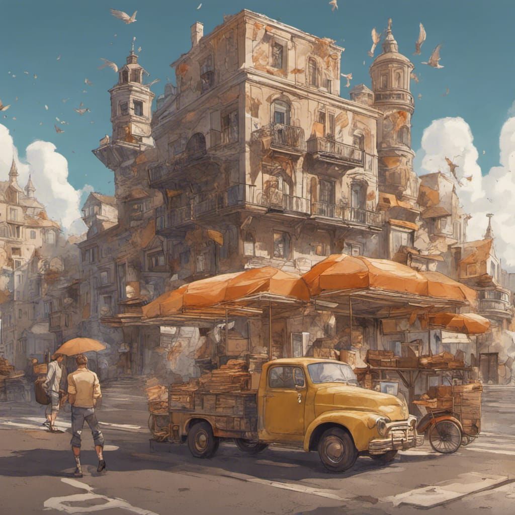 Ducks Grocery Shopping: Detailed Matte Painting