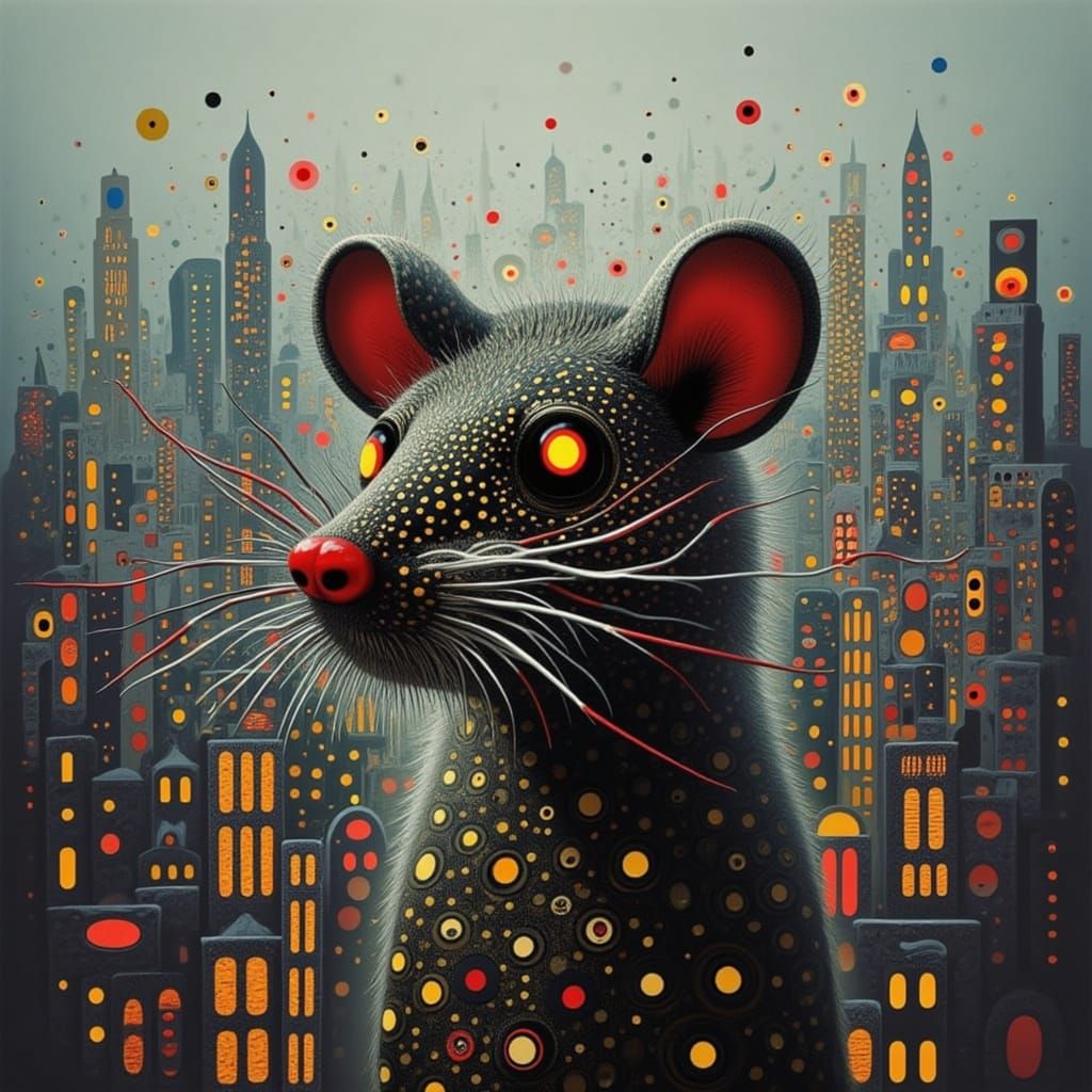 Surreal Rat City Double Exposure in Ethereal Style