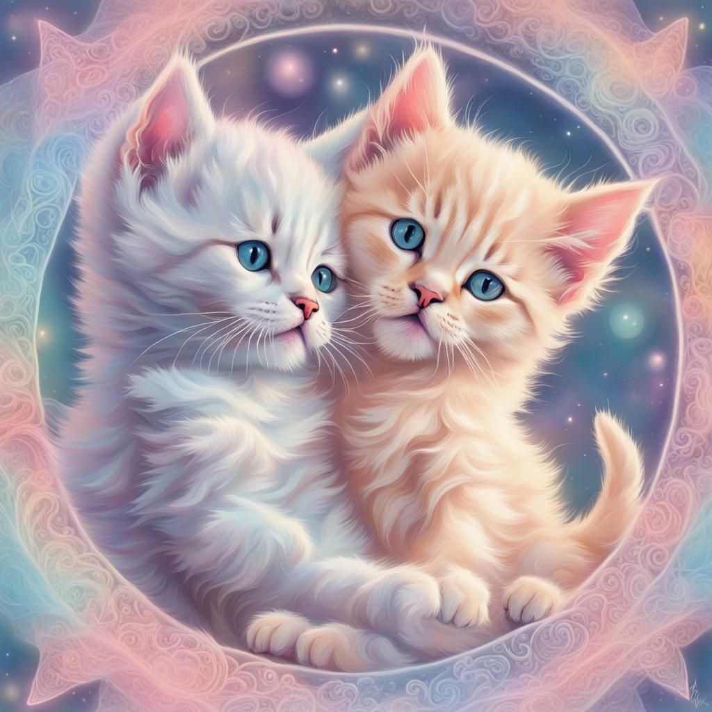Kittens Playing with Pastel Astral Projections
