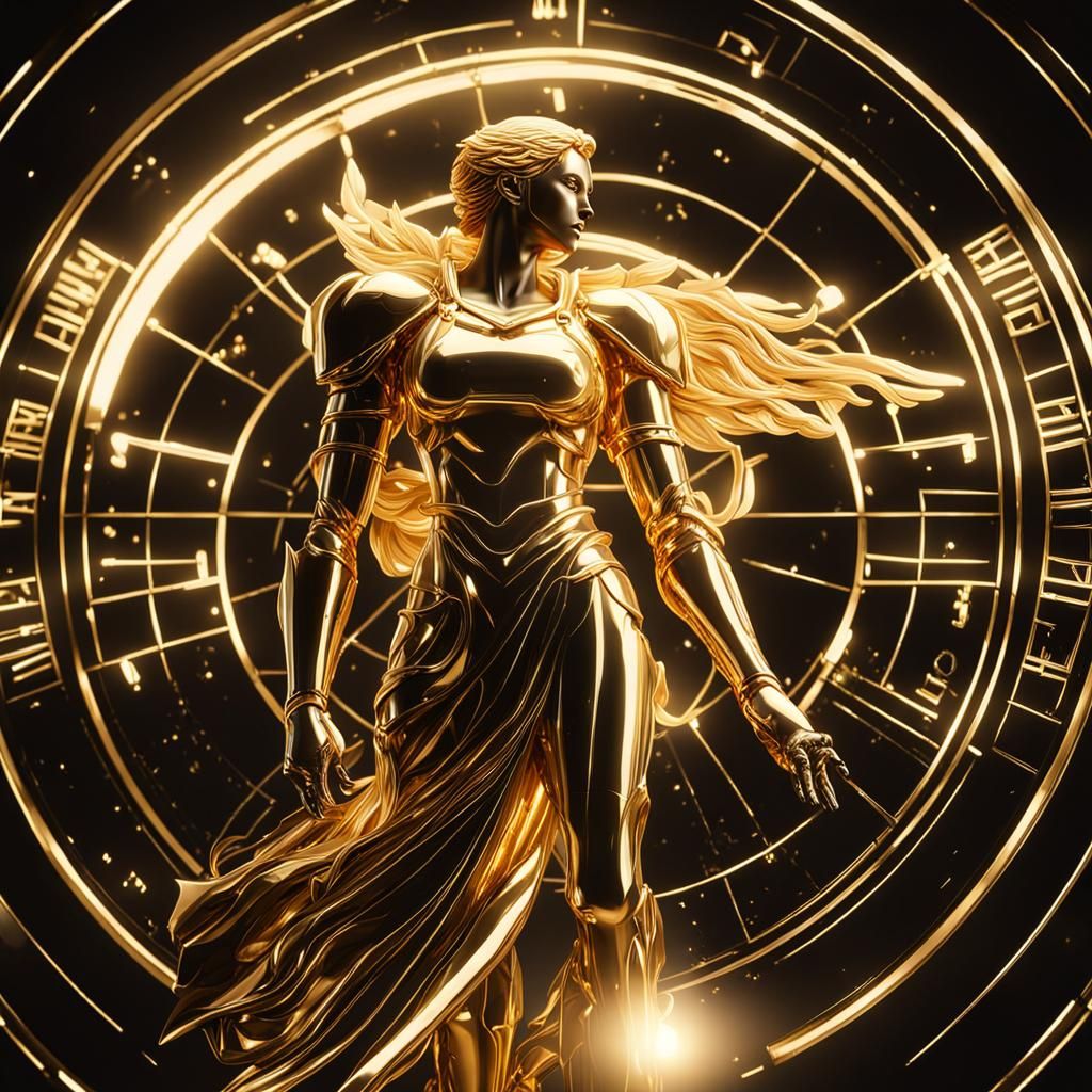 Golden Virgo Zodiac Sign in Dynamic Lighting
