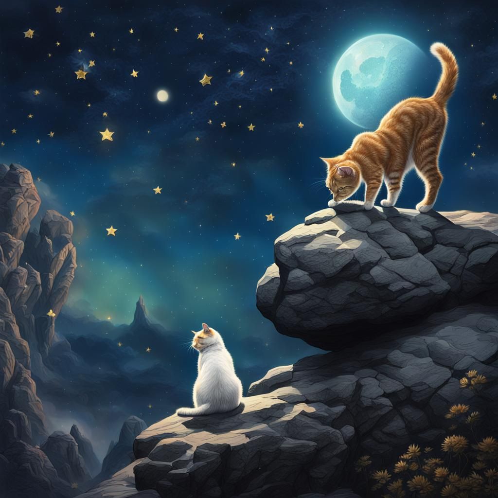 Cat Reaching for the Moon: Fantasy Concept Art