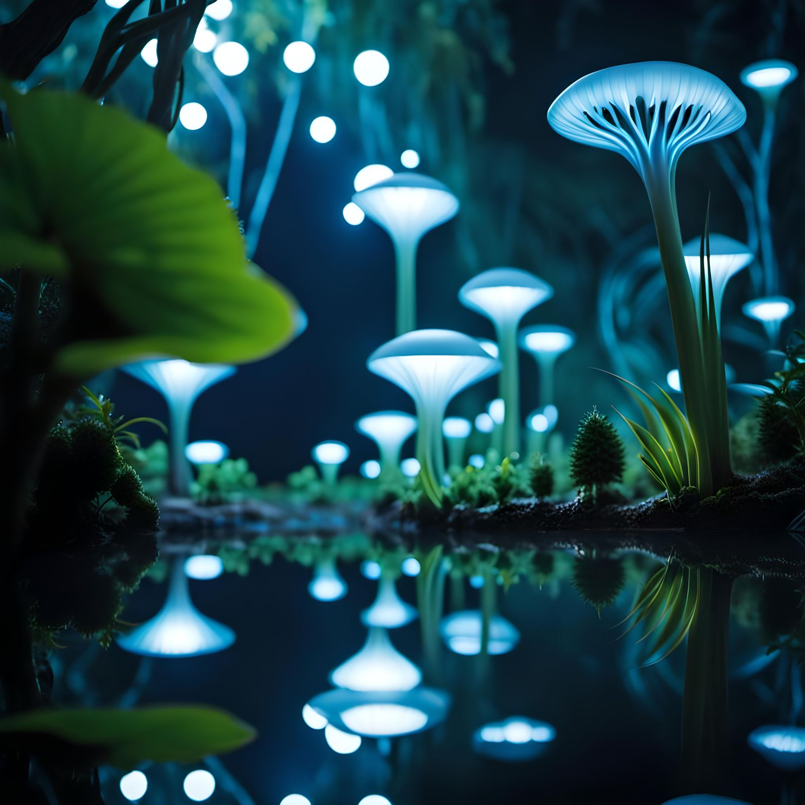 Alien Jungle with Bizarre Plants in Photo-realistic Style