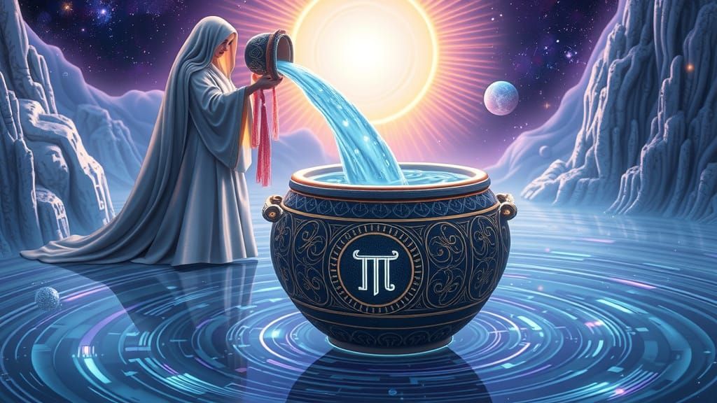 Ethereal Water Bearer in Cosmic Futurism