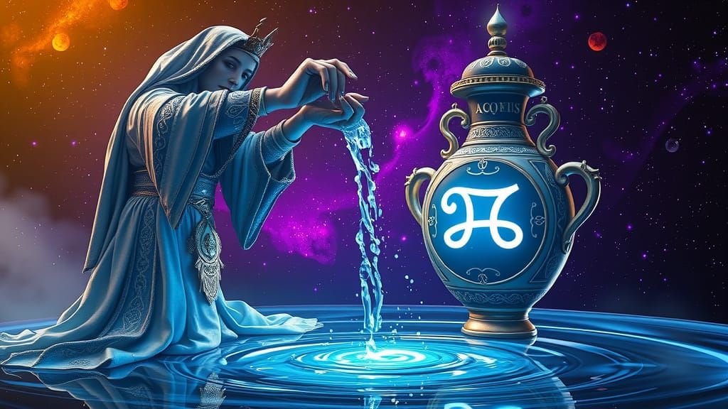 Divine Water Bearer in Cosmic Elegance