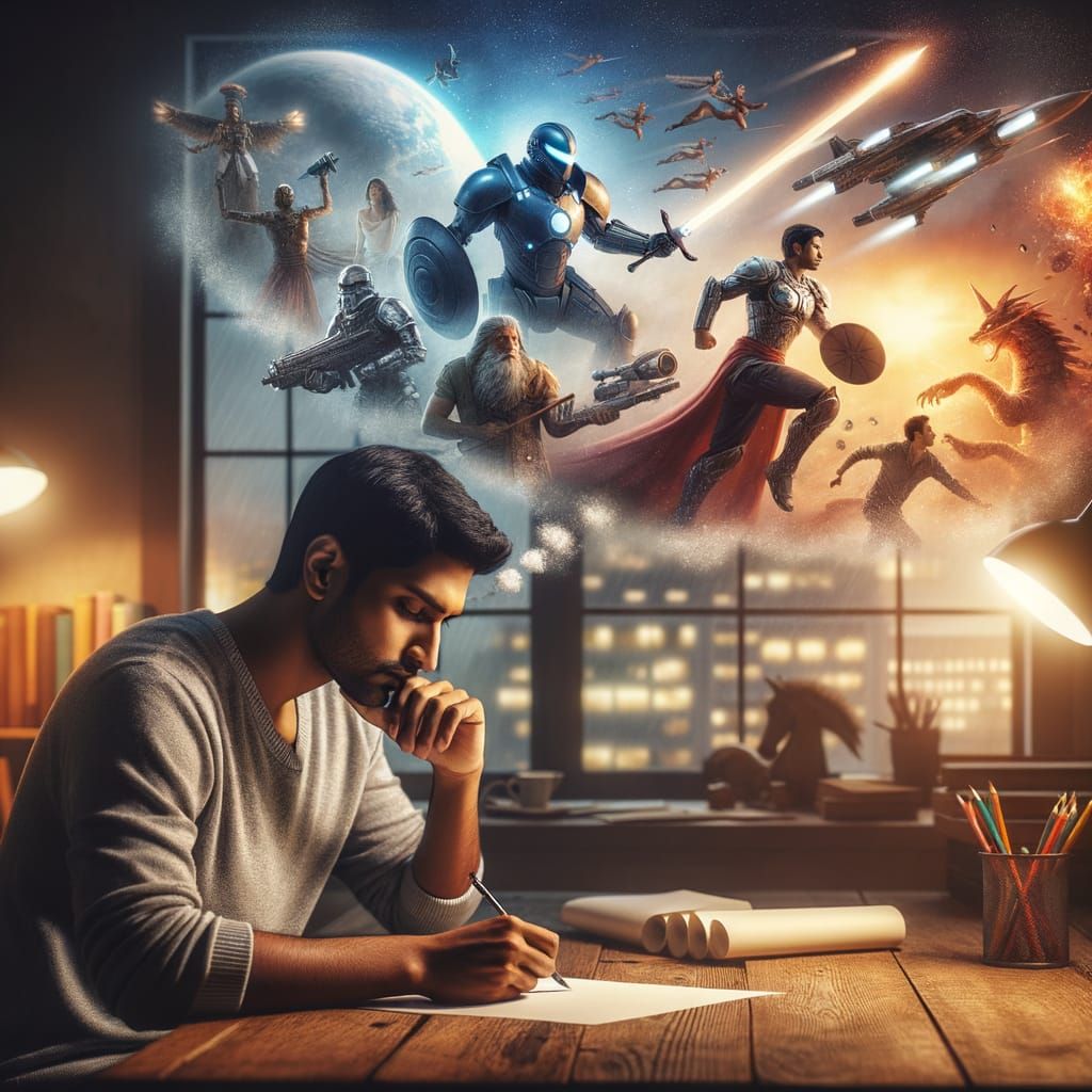 Writer's Block: South Asian Man's Imaginative Thought Bubble