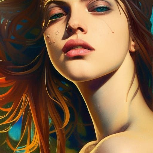 Underwater Brunette Beauty in Hyperdetailed Portrait