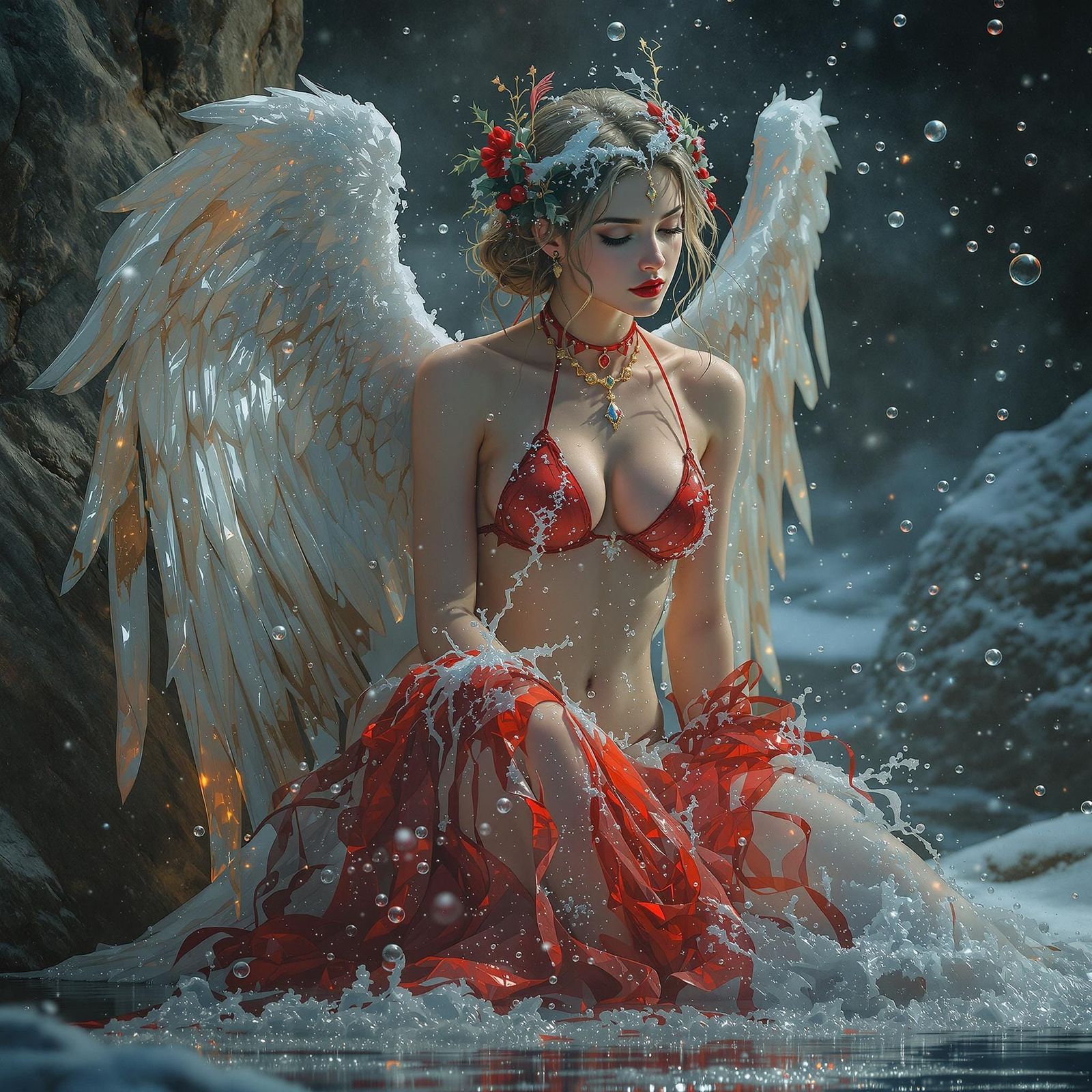 Surreal Christmas Angel in Stunning Holographic Portrait