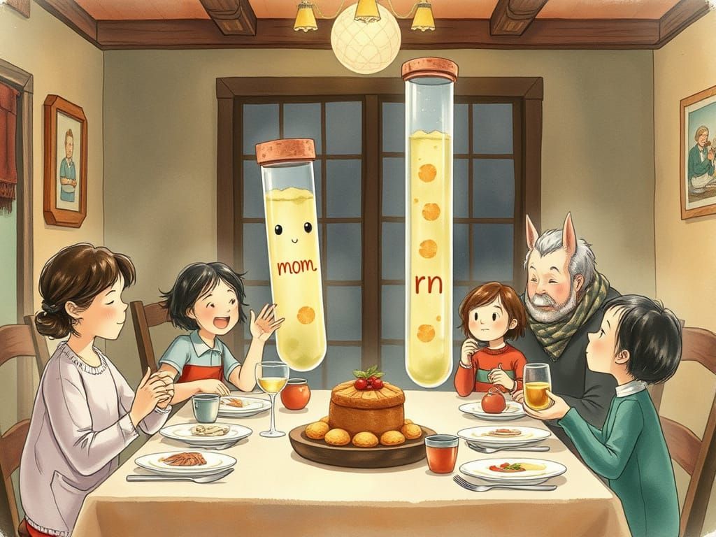 Having Mother's Day dinner with a giant human sized test tub...