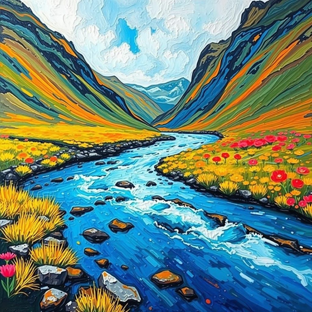 Neo-Impressionist Landscape with Expressionist Brushstrokes