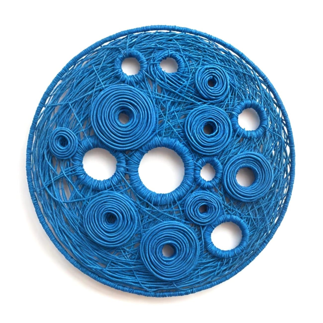 Blue Yarn Cord Wall Art Sculpture