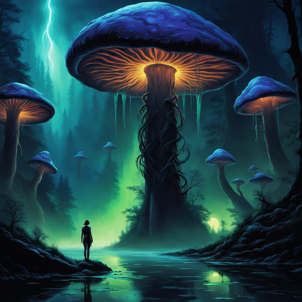 Surreal Dystopian Scene in Vibrant Oil Painting Style