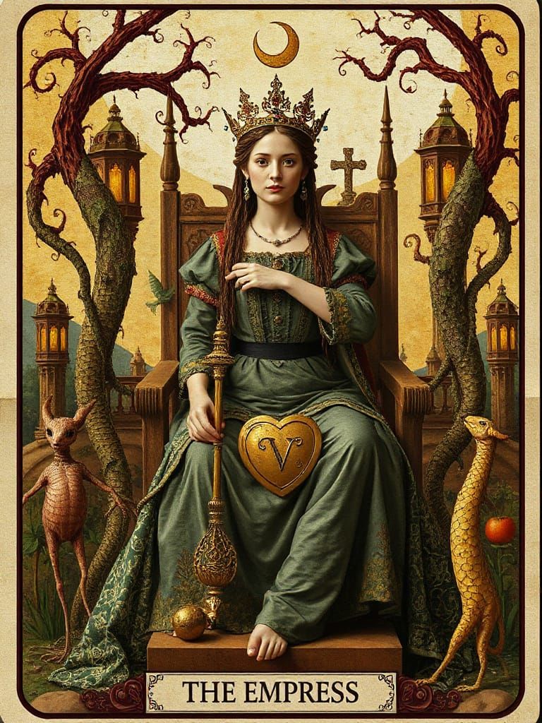 The Empress: A Regal Figure in a Vibrant, Fantastical Landsc...