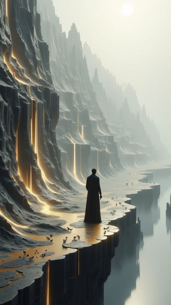 Surreal Landscape with Contemplative Figure