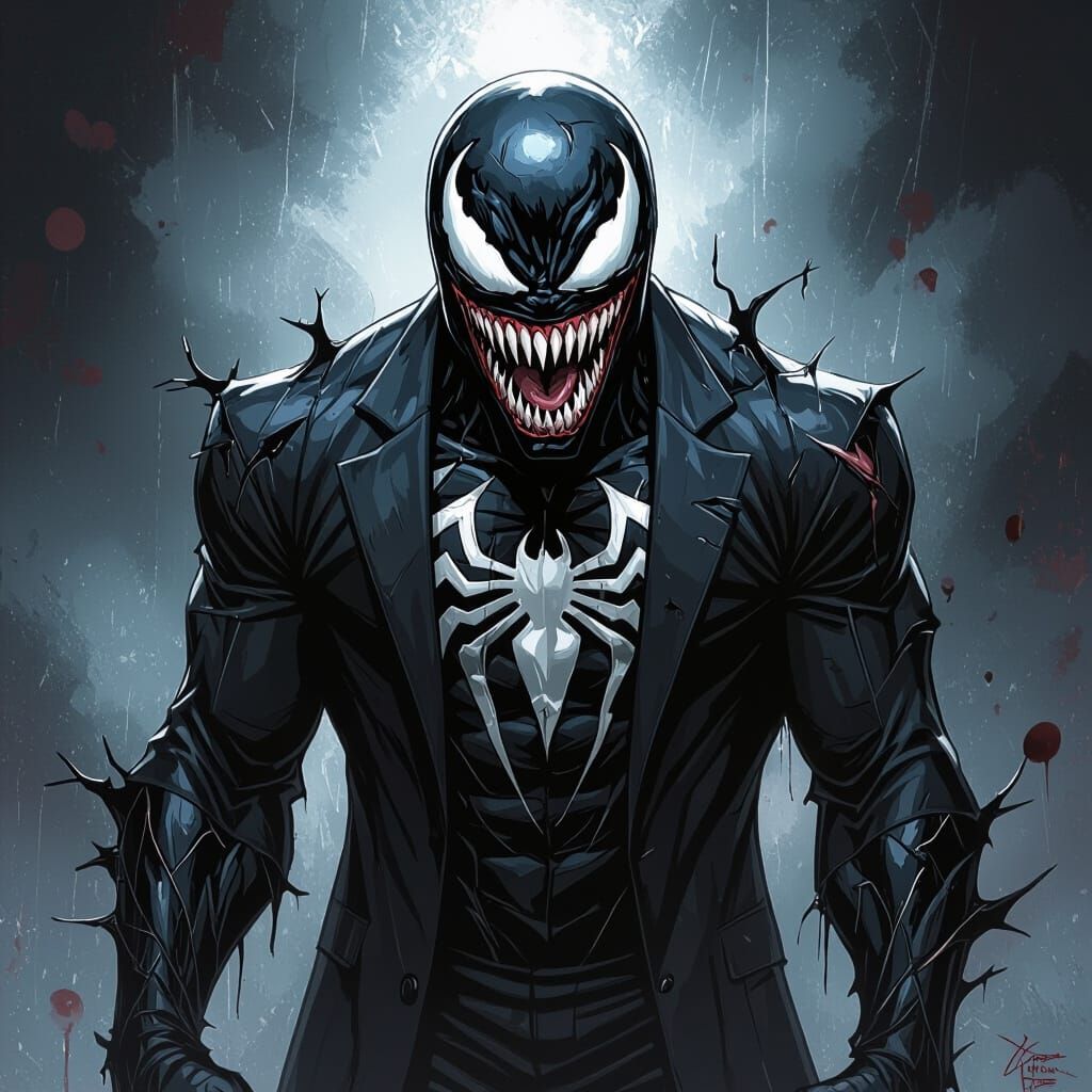 Emotional Cartoon Venom Creature Separated from Spider-Man