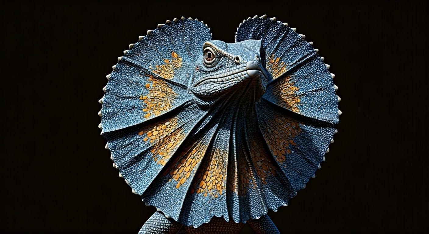 Frilled-Neck Lizard in Aboriginal Dot Painting Style