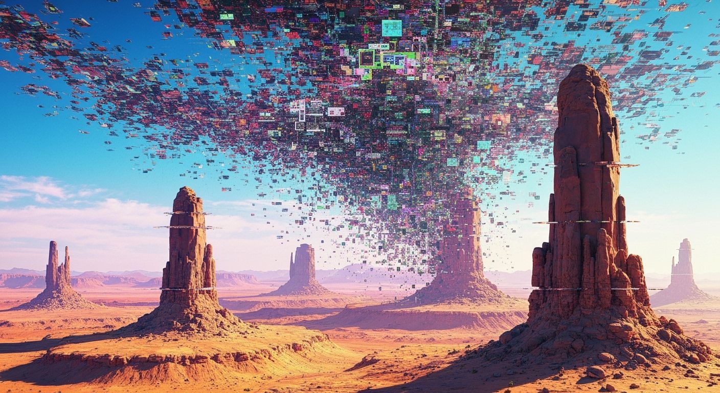Pixelated Desert Sky Reveals Digital Code