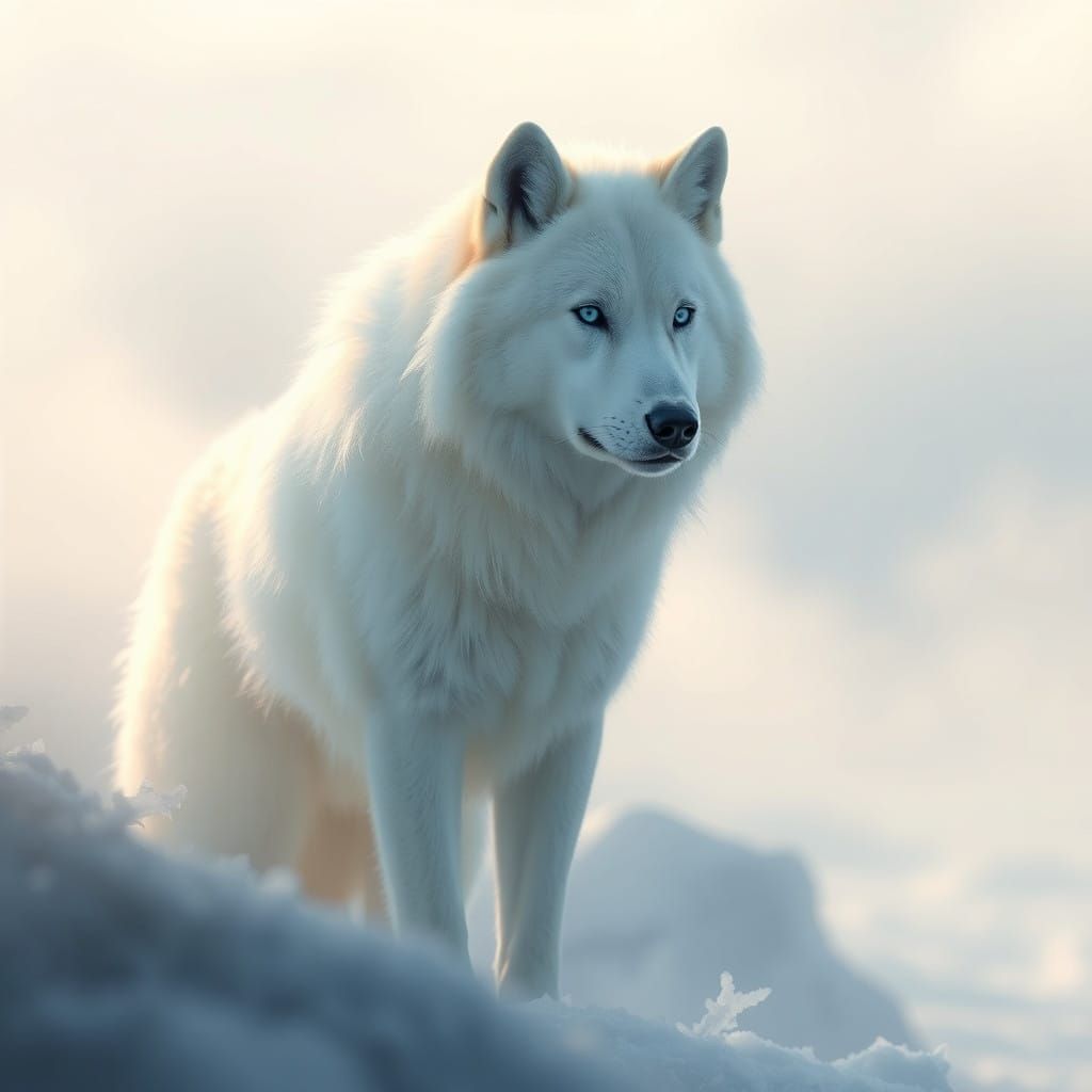 Regal Arctic Wolf in Soft Polar Dawn
