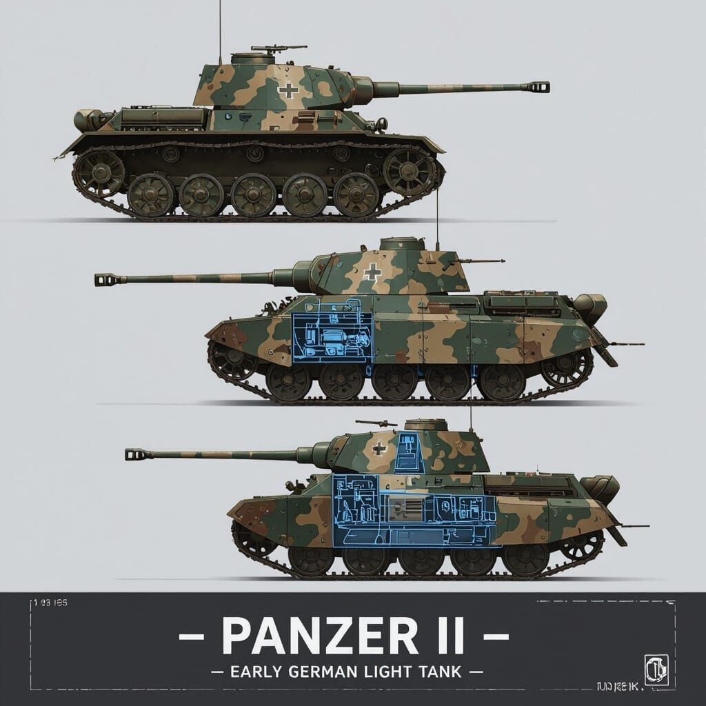 Panzer II Tank Blueprints: 3D Renders & Technical Views