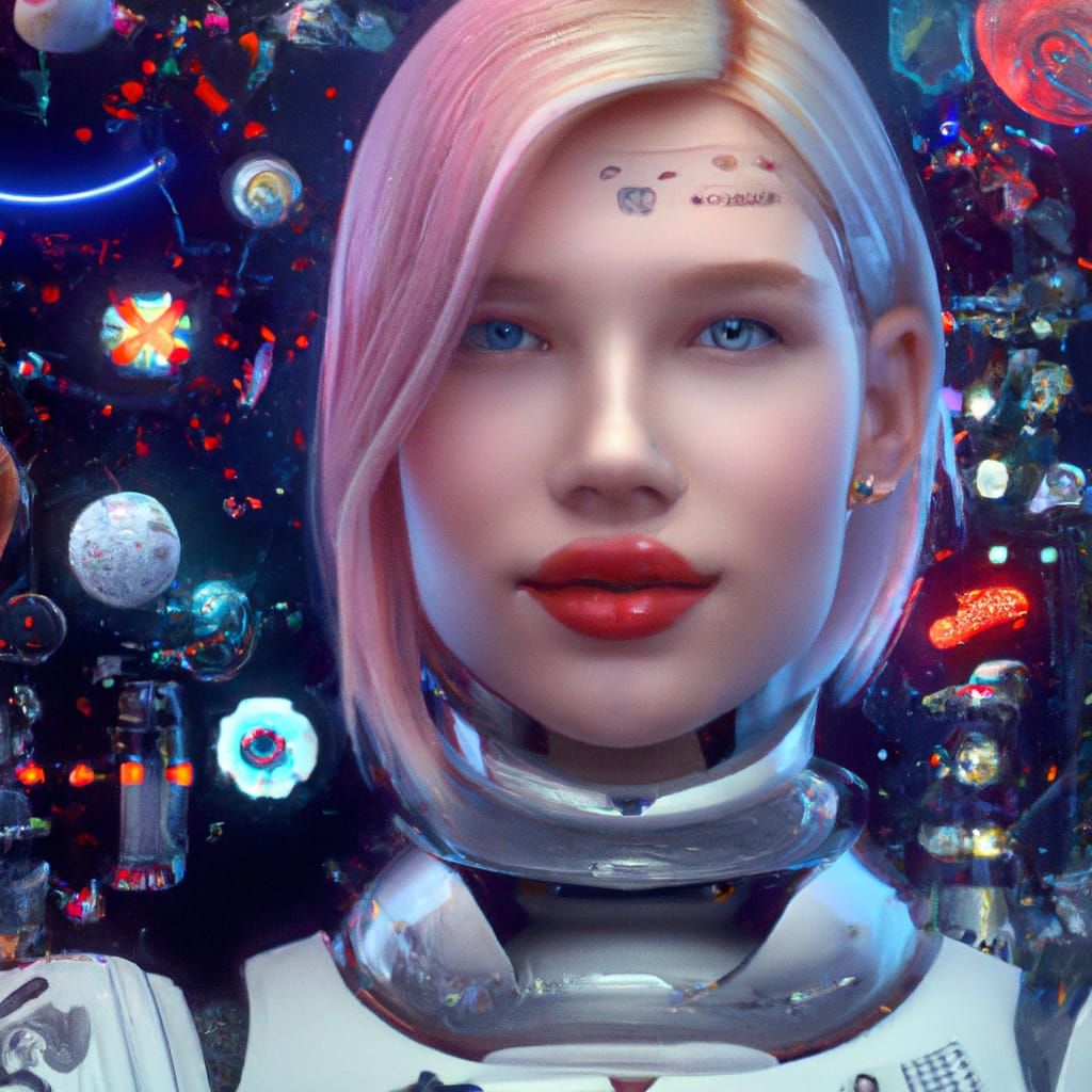 Hyperrealistic Android Portrait with Runic Symbols and Futur...