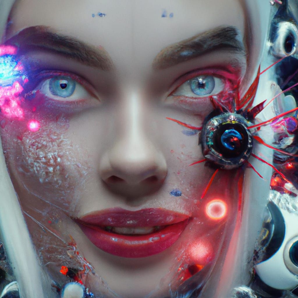 Hyperrealistic Futuristic Android Portrait in Retro-Futurist...