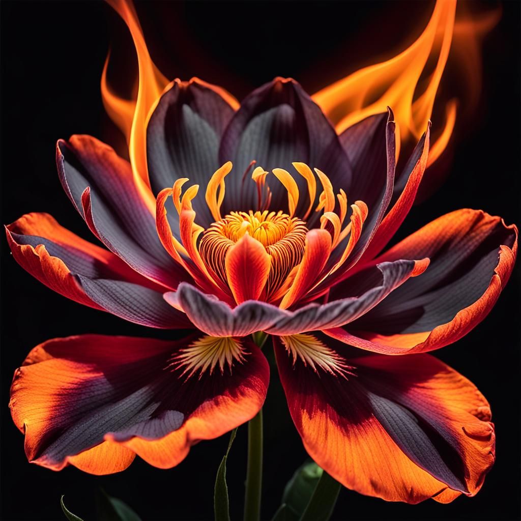 Fiery Flower in the Dark: A Vibrant Bloom