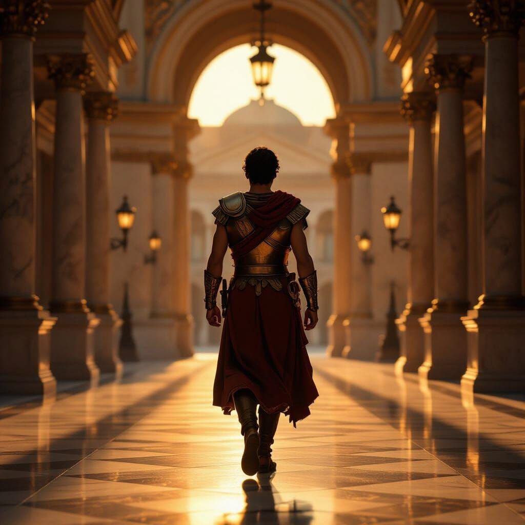 Alexander's Triumphant March Through Grand Palace Courtyard