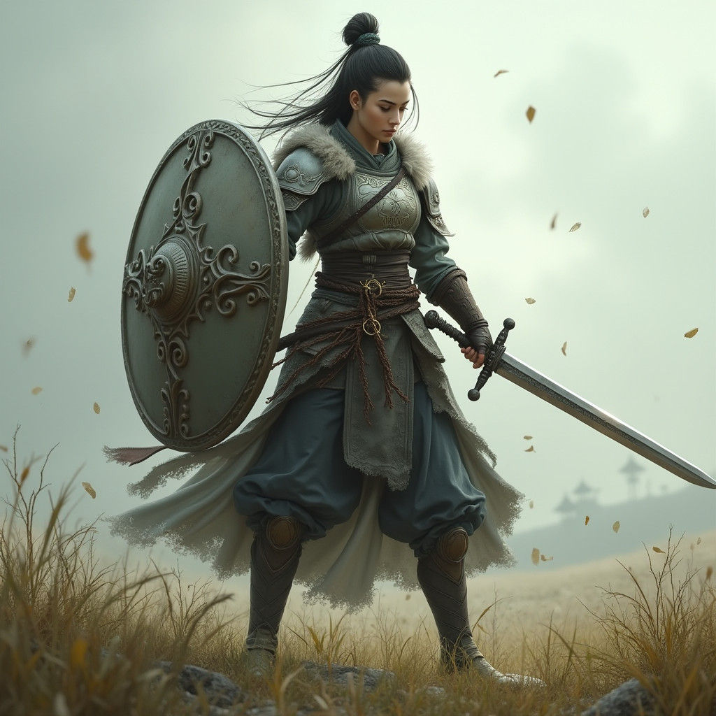 Korean Female Warrior Ready for Battle