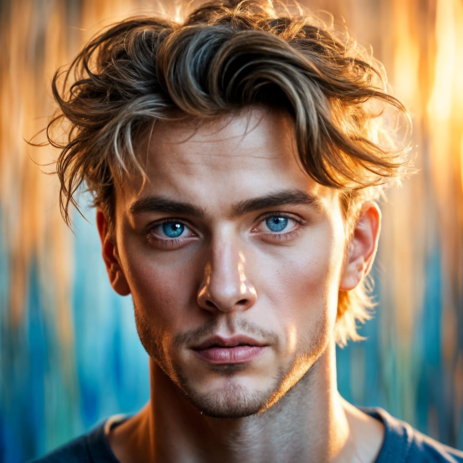 Striking Portrait of a Man with Blue Eyes