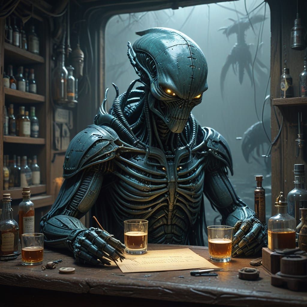 A Mysterious, Smoky Harbor Bar Scene in Hyperrealist Style