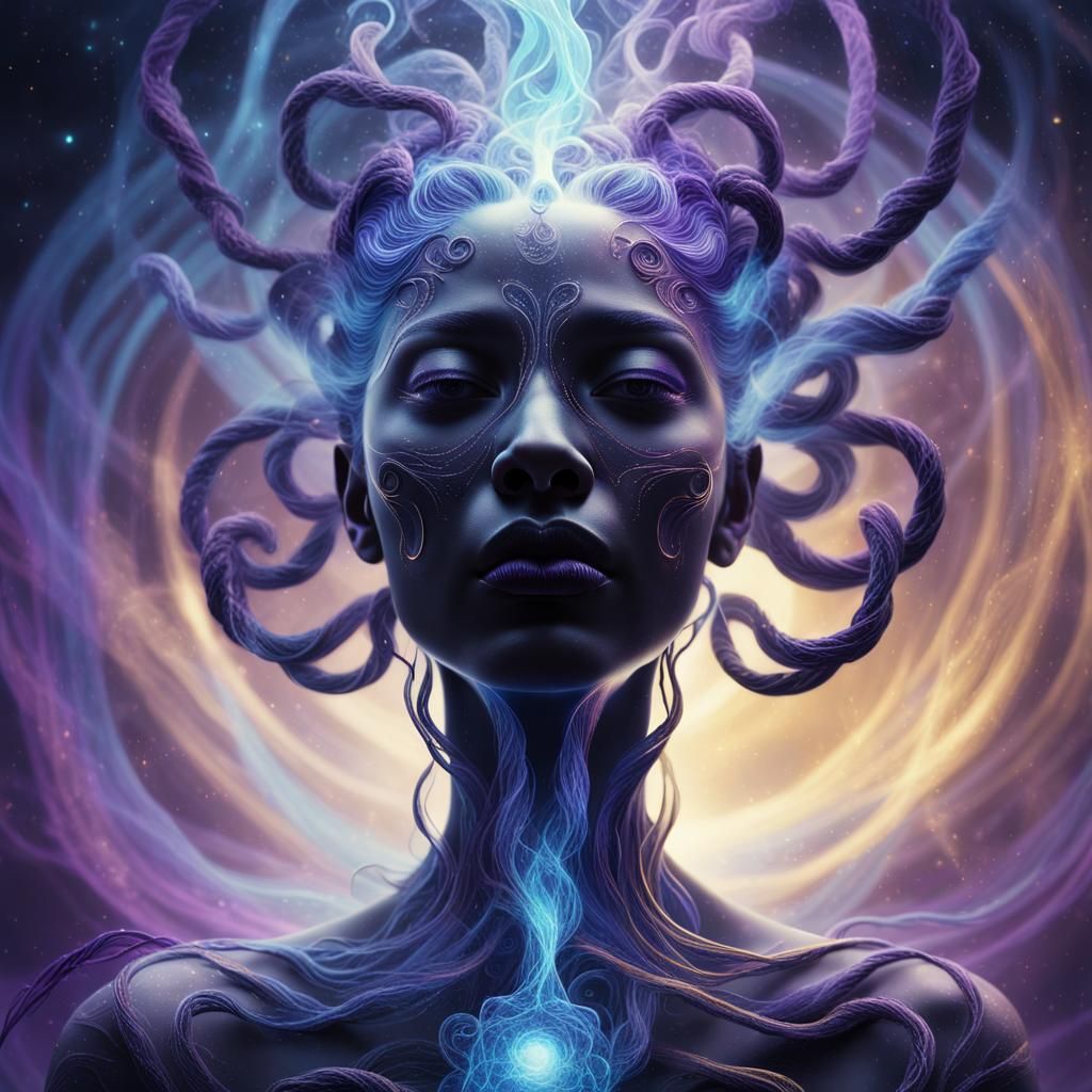 Cosmic Shadow Figure Portrait in Surreal Style