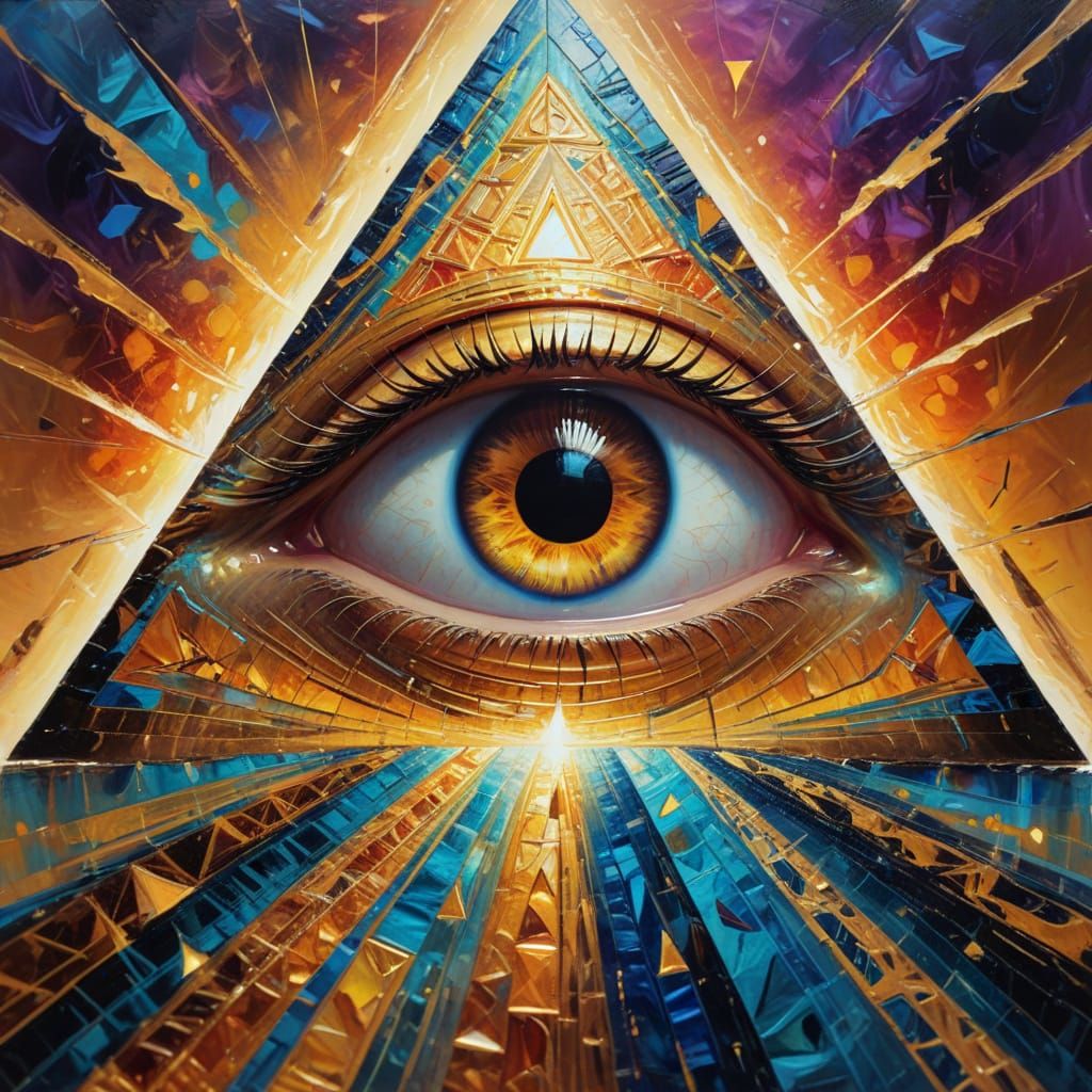 Eye Pyramid in Surreal Acrylic Painting