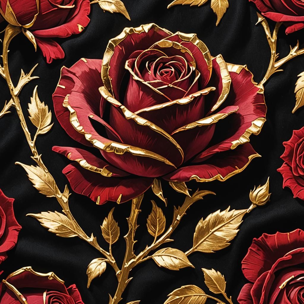 Fauvist Ruby Rose Still Life in Golden Light