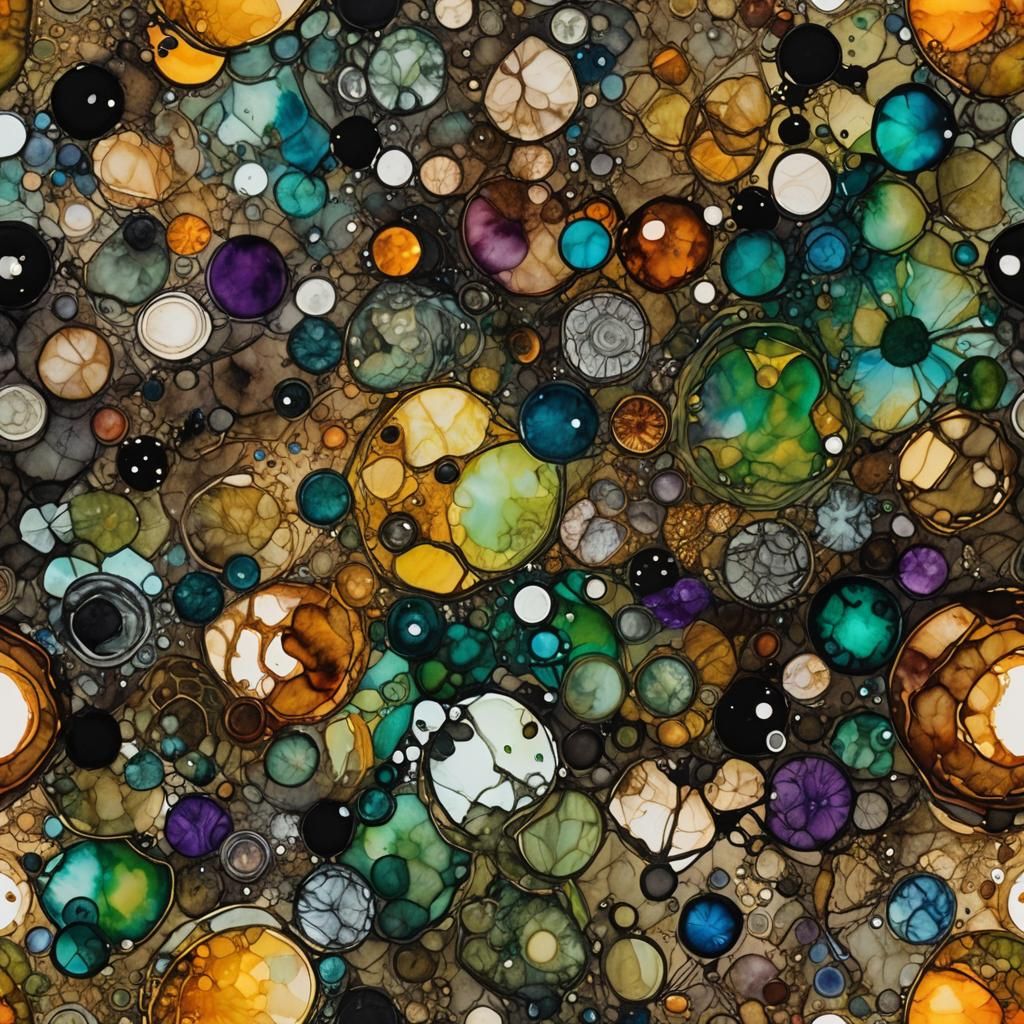 Surreal Maggot's Dream in Alcohol Ink