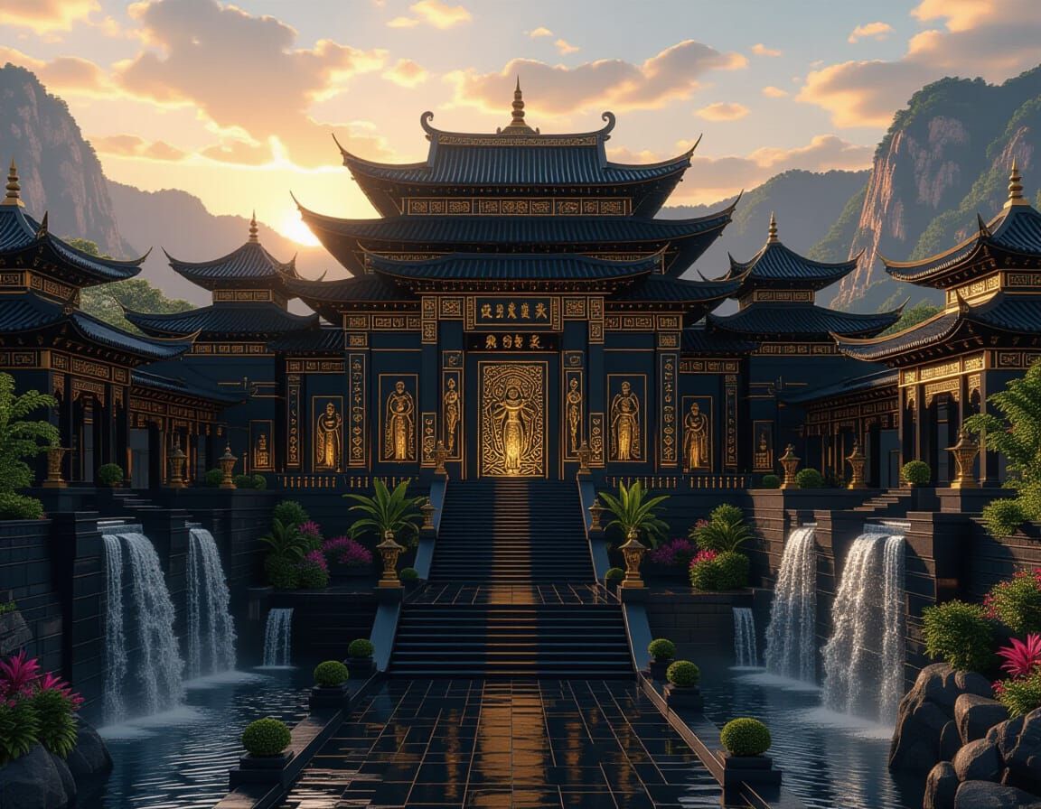 Majestic Wakandan Temple in a Utopian Setting