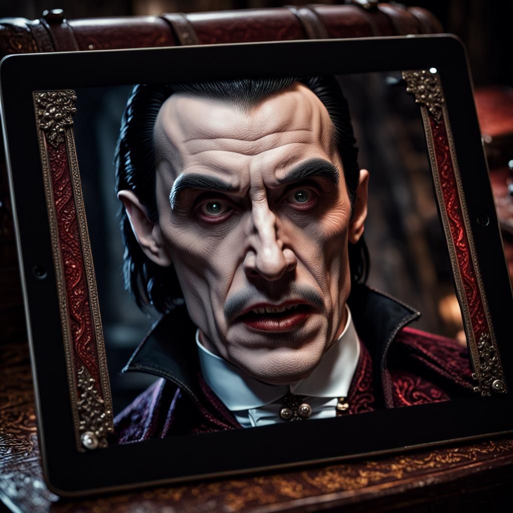 Hyperrealistic Image of Dracula's Ipad
