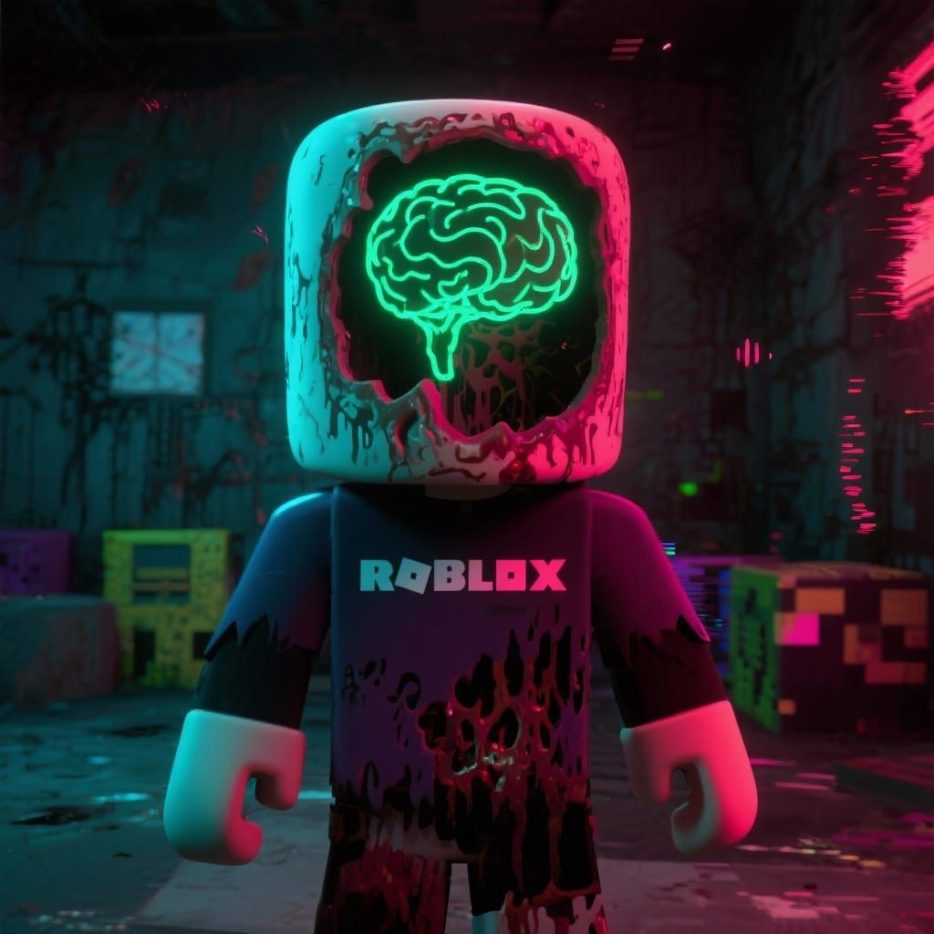 Roblox Avatar With Glowing Brain in Brainrot Style