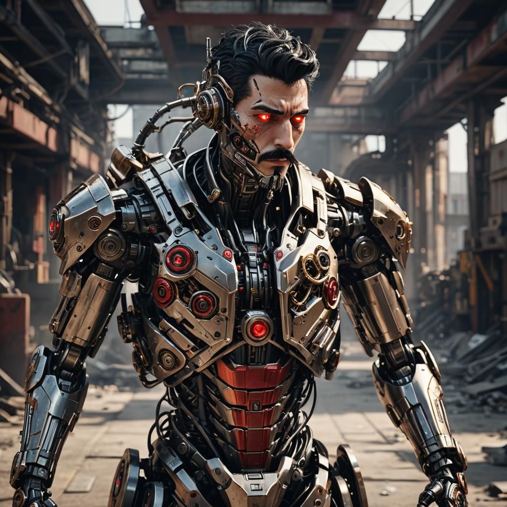 Futuristic Mechanical Man with Laser Eye in Sci-Fi Style