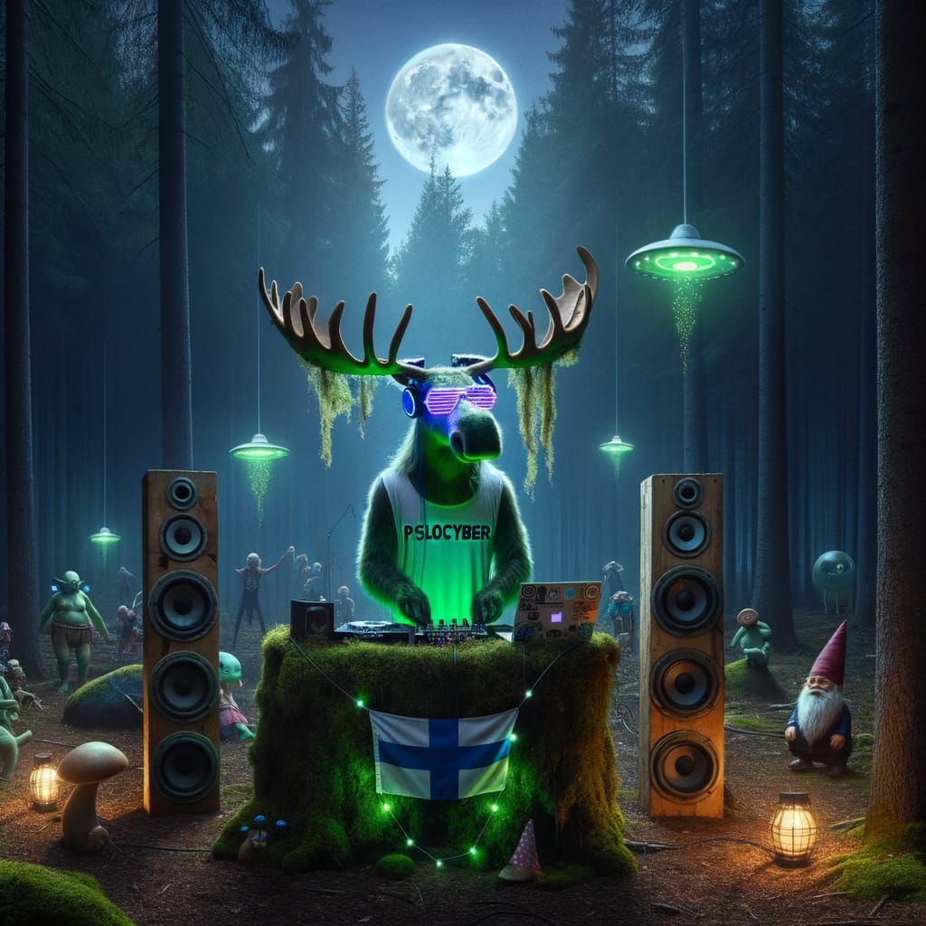 Finnish Forest Party with DJ Moose Under Psychedelic Full Mo...