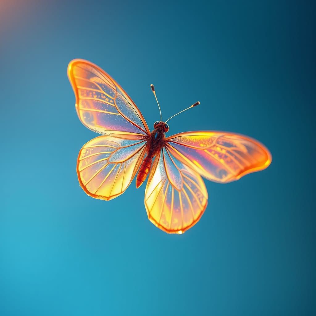 Ethereal Glasswing Butterfly in Golden Light