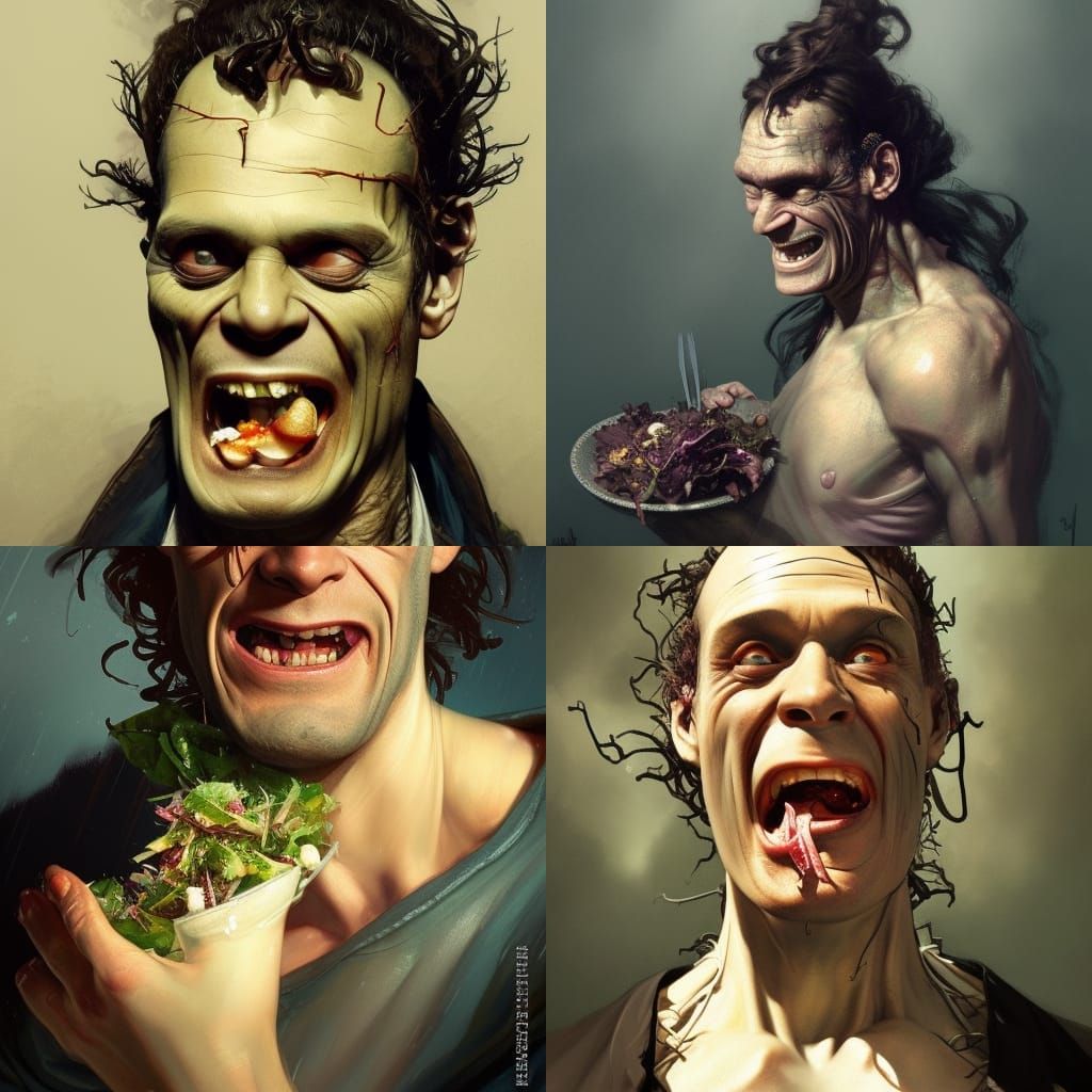 Frankenstein Laughing: Hyperdetailed Artstation Portrait