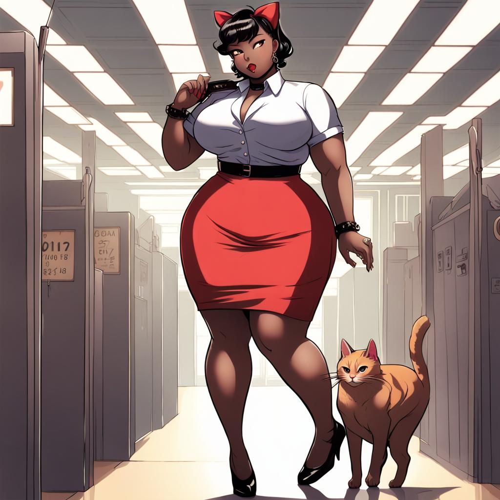 1950s Rockabilly Cat Girl in Anime Style