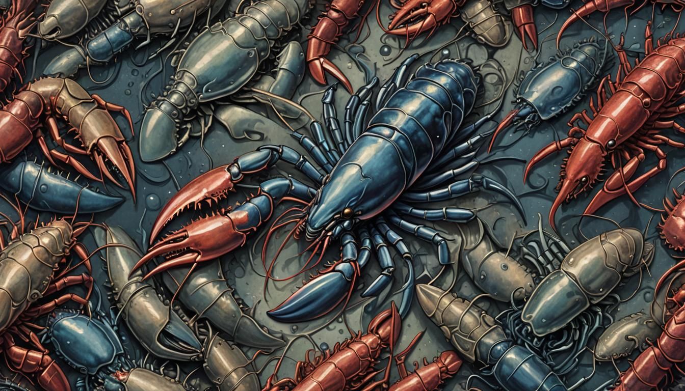 Lobster Leviathans in Burning Paris: H.R. Giger Style