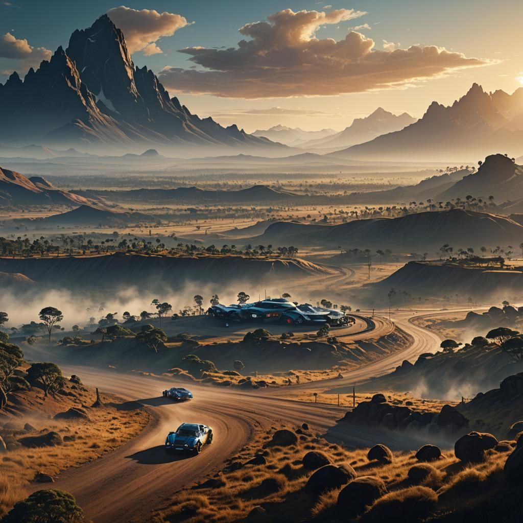 Spectacular Racetrack Against Mount Kenya: Digital Matte Pai...